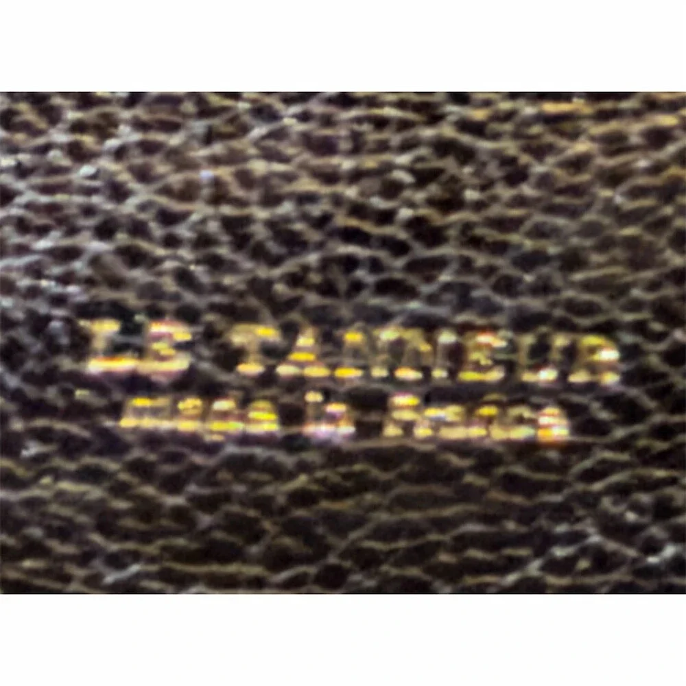 Le Tanneur Paris Vintage Coin Purse Compact Wallet Black Gold Corner Caps